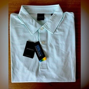 Brand new Dunning golf shirt with basil / while micro stripes with original tags